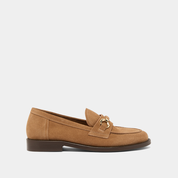 Mocassins à mors dorés en croute beige foncé | DROP | Jonak