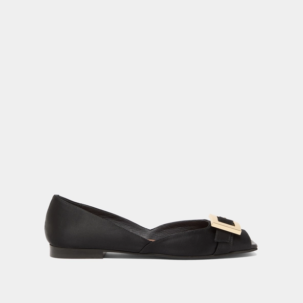 Ballerines à bouts ouverts en satin noir | DURANCE | Jonak