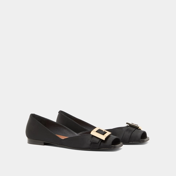 Ballerines à bouts ouverts en satin noir | DURANCE | Jonak