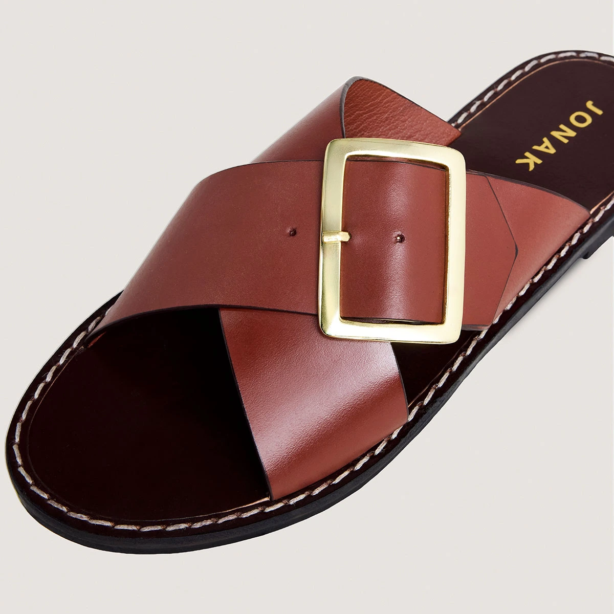 Nu-pieds à lanières entrecroisées en cuir cognac | WILA | Jonak