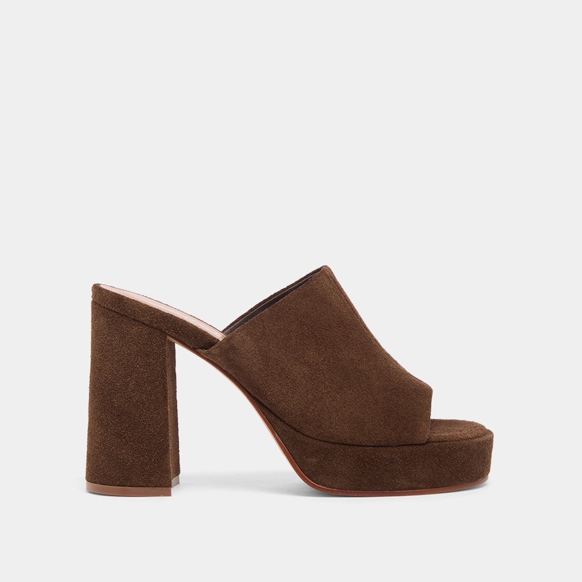 Mules &agrave; talons et plateformes en cro&ucirc;te marron | DELLE | Jonak