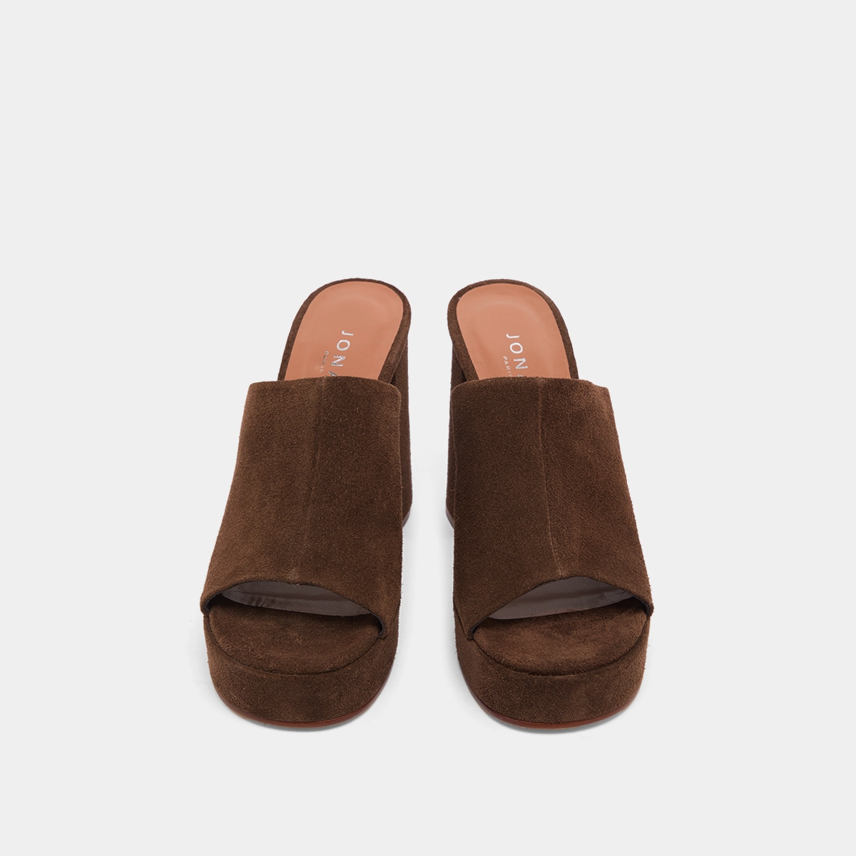 Mules &agrave; talons et plateformes en cro&ucirc;te marron | DELLE | Jonak