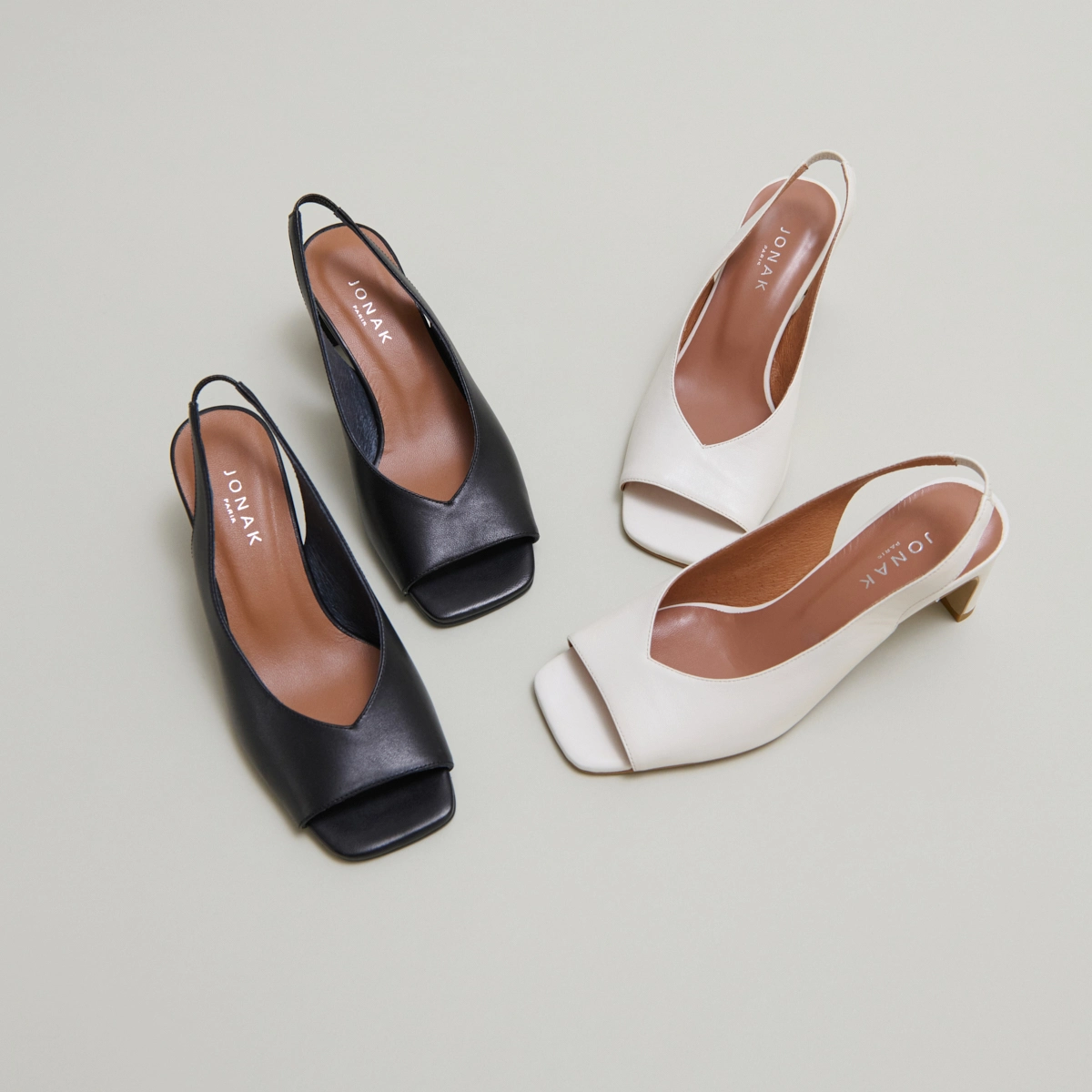 Escarpins slingbacks en cuir &eacute;cru | DICTON | Jonak