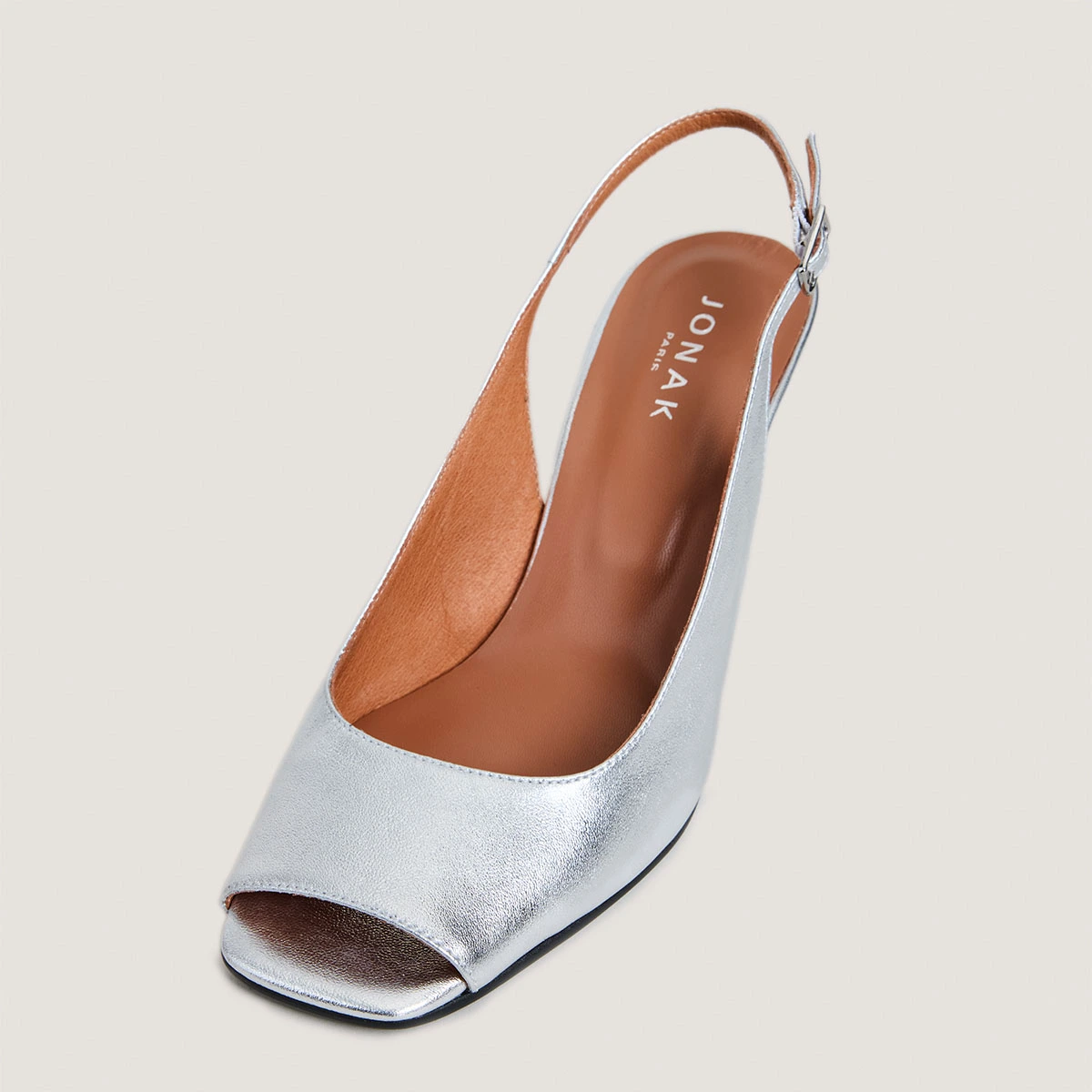 Escarpins slingbacks en cuir métallisé argent | DEVOTION | Jonak
