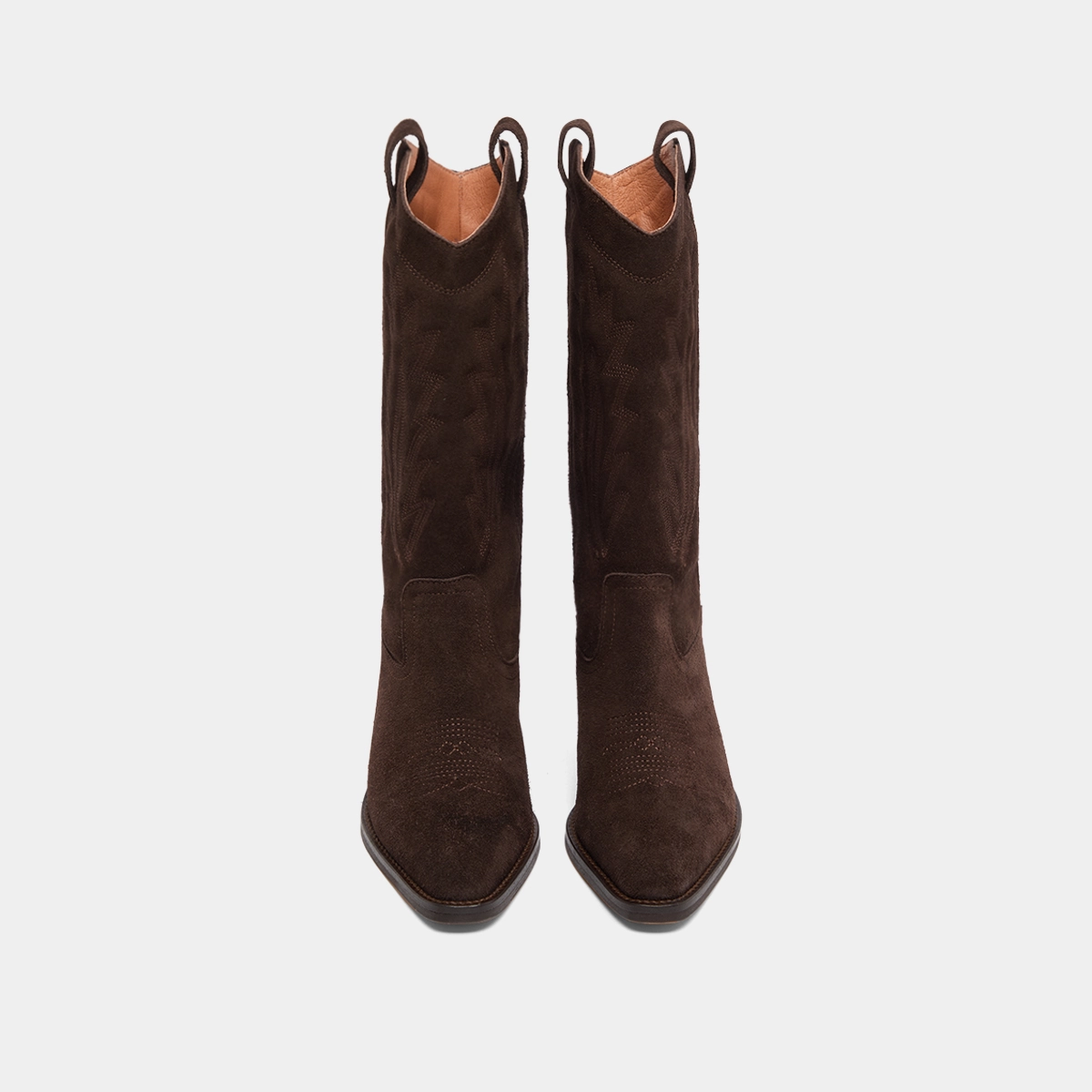 Bottes à bouts pointus et surpiqures apparentes en croûte marron foncé | DELEA | Jonak