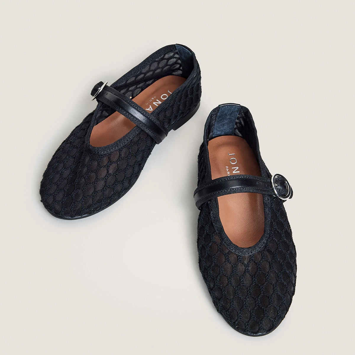 Ballerines à brides - Capsule Mini en mesh et cuir noirs | MINI DEESSIA | Jonak
