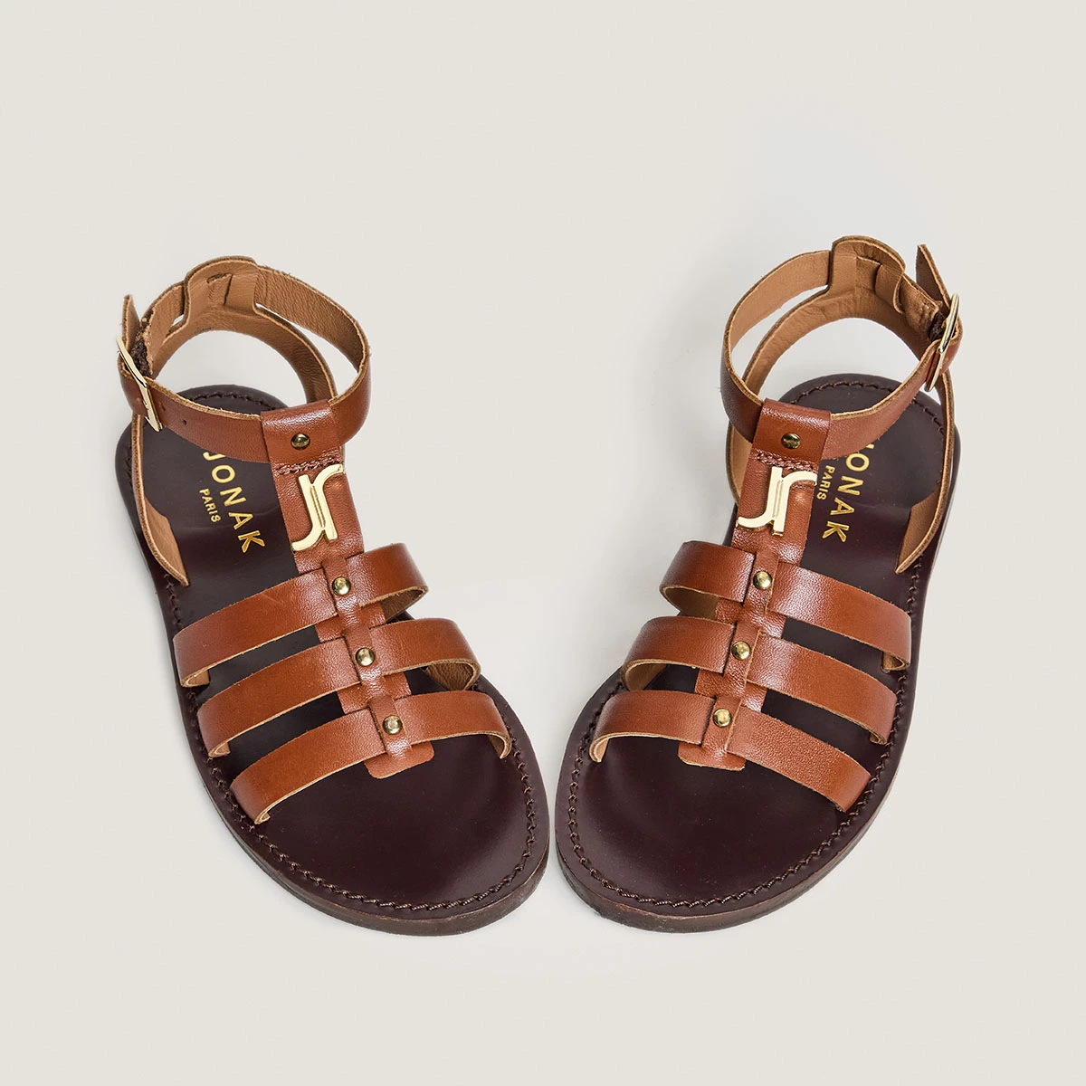 Sandales à monogrammes - Capsule Mini en cuir cognac | MINI WAN | Jonak