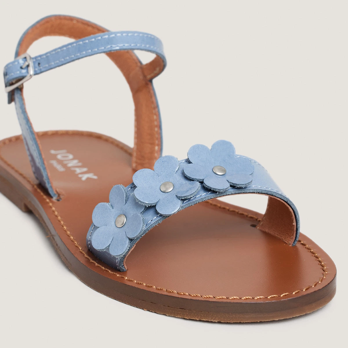 Sandales &agrave; fleurs - Capsule Mini en vernis jeans | MINI ANOUCHKA | Jonak