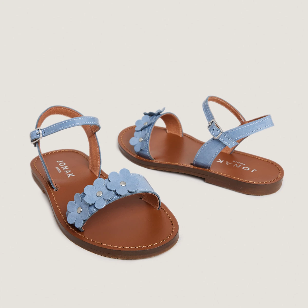 Sandales &agrave; fleurs - Capsule Mini en vernis jeans | MINI ANOUCHKA | Jonak