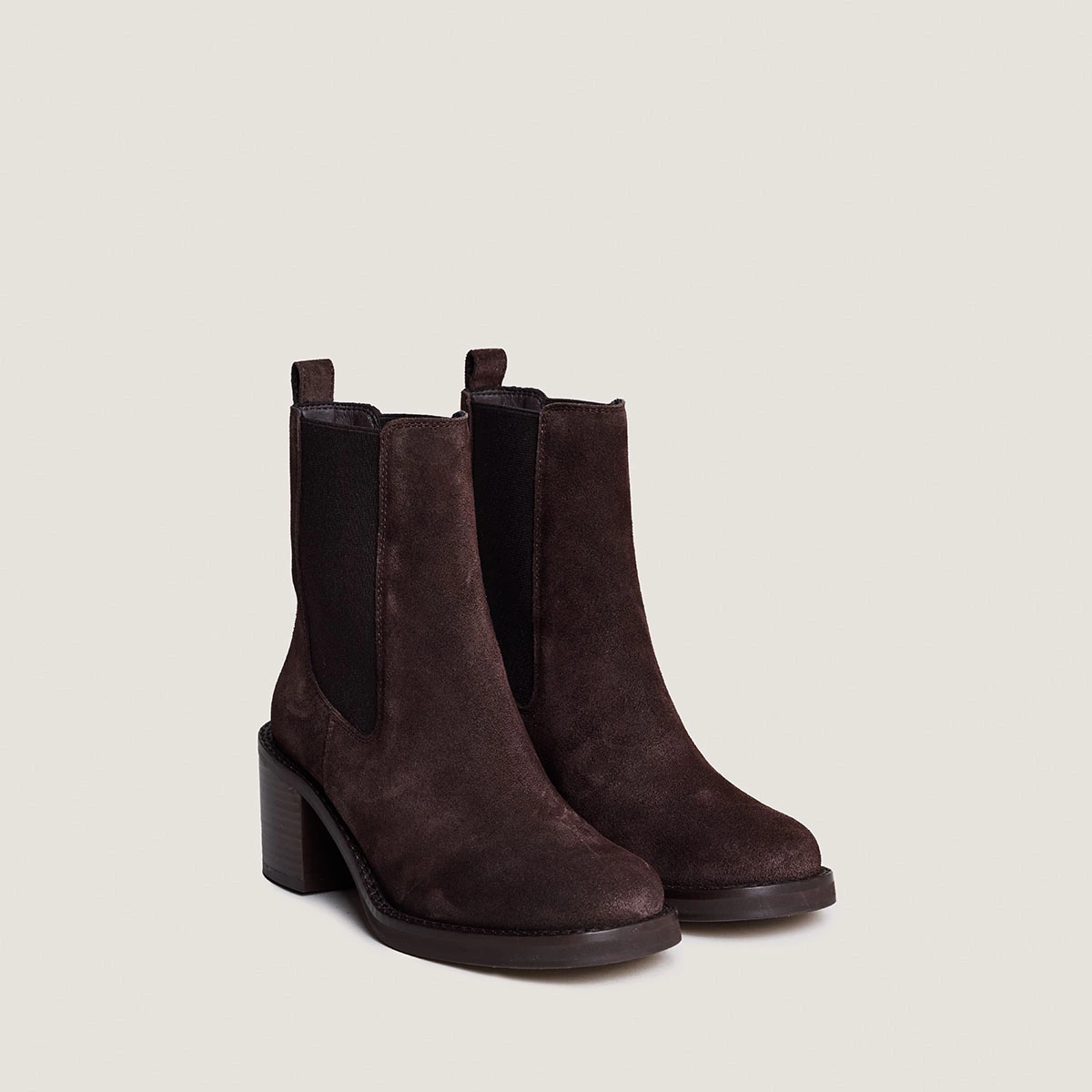Bottines &agrave; talons en croute marron fonc&eacute; | BEACH | Jonak