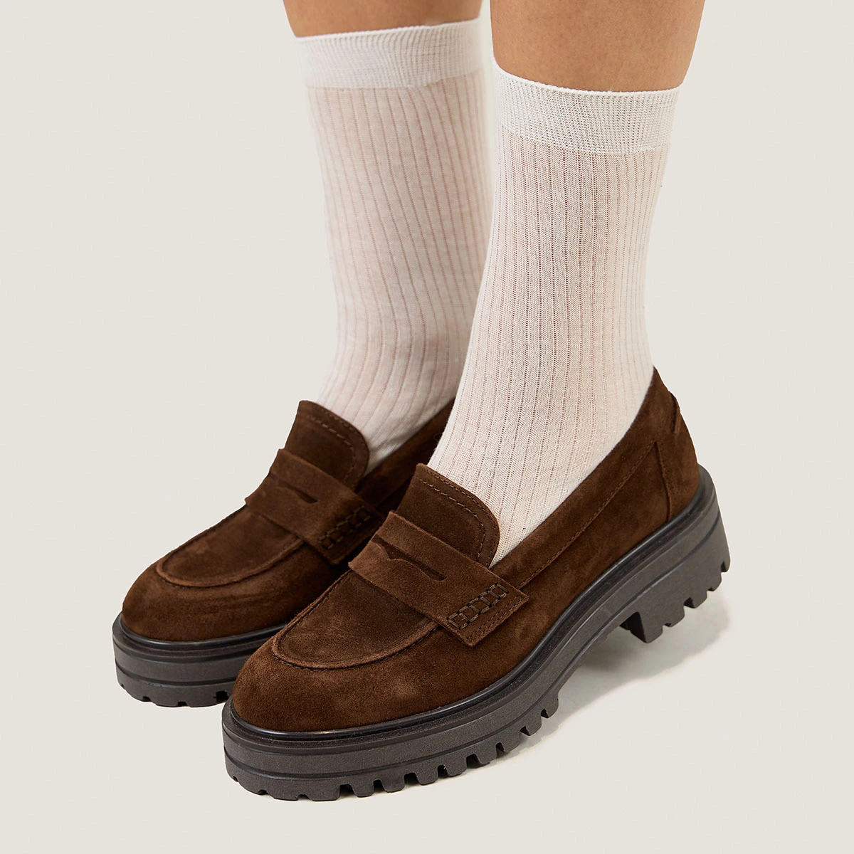 Mocassins à semelles crantées en croûte marron | ALFI | Jonak