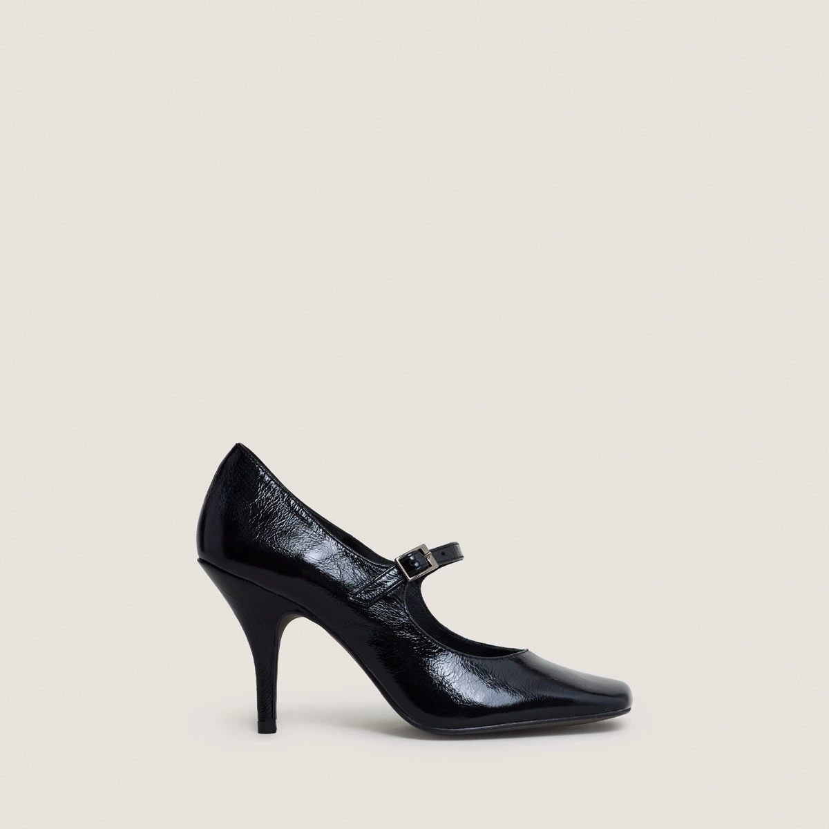 Babies à talons et à brides en cuir brillant noir | BELFORT | Jonak