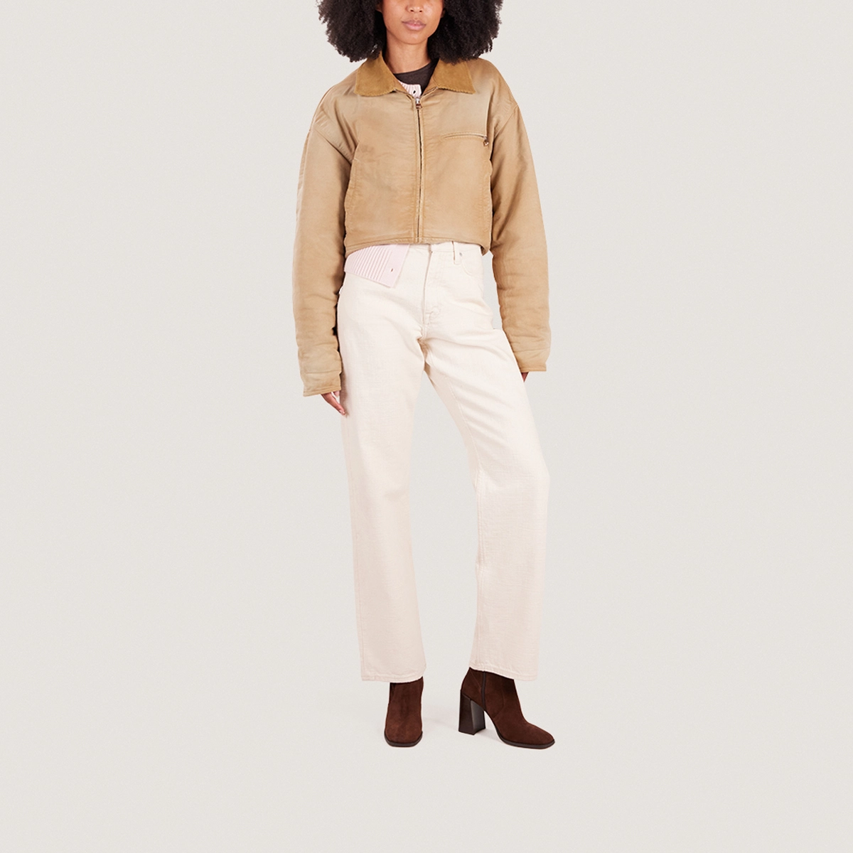 Bottines à talons et bouts carrés en croûte marron | VIDAL | Jonak