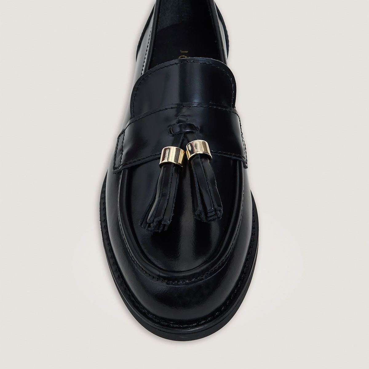 Mocassins à pampilles en cuir glacé noir | NELLOU | Jonak