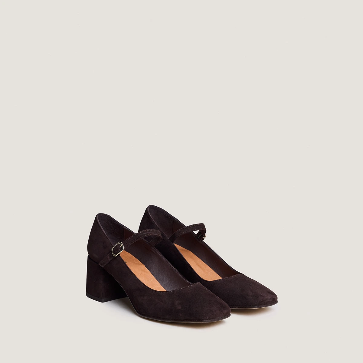 Babies à talons carrés en velours marron foncé | ALIENOR | Jonak