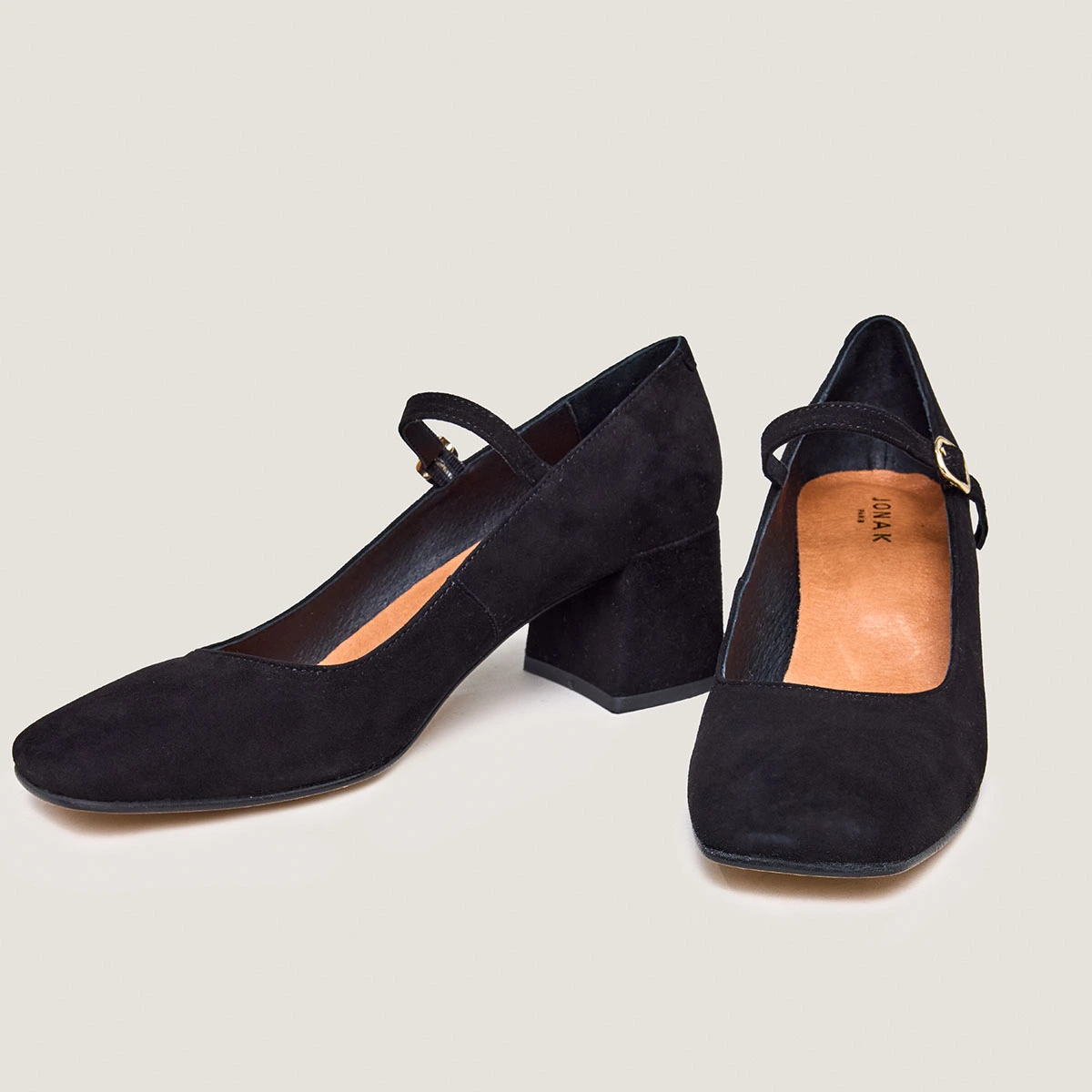 Babies &agrave; talons carr&eacute;s en velours noir | ALIENOR | Jonak