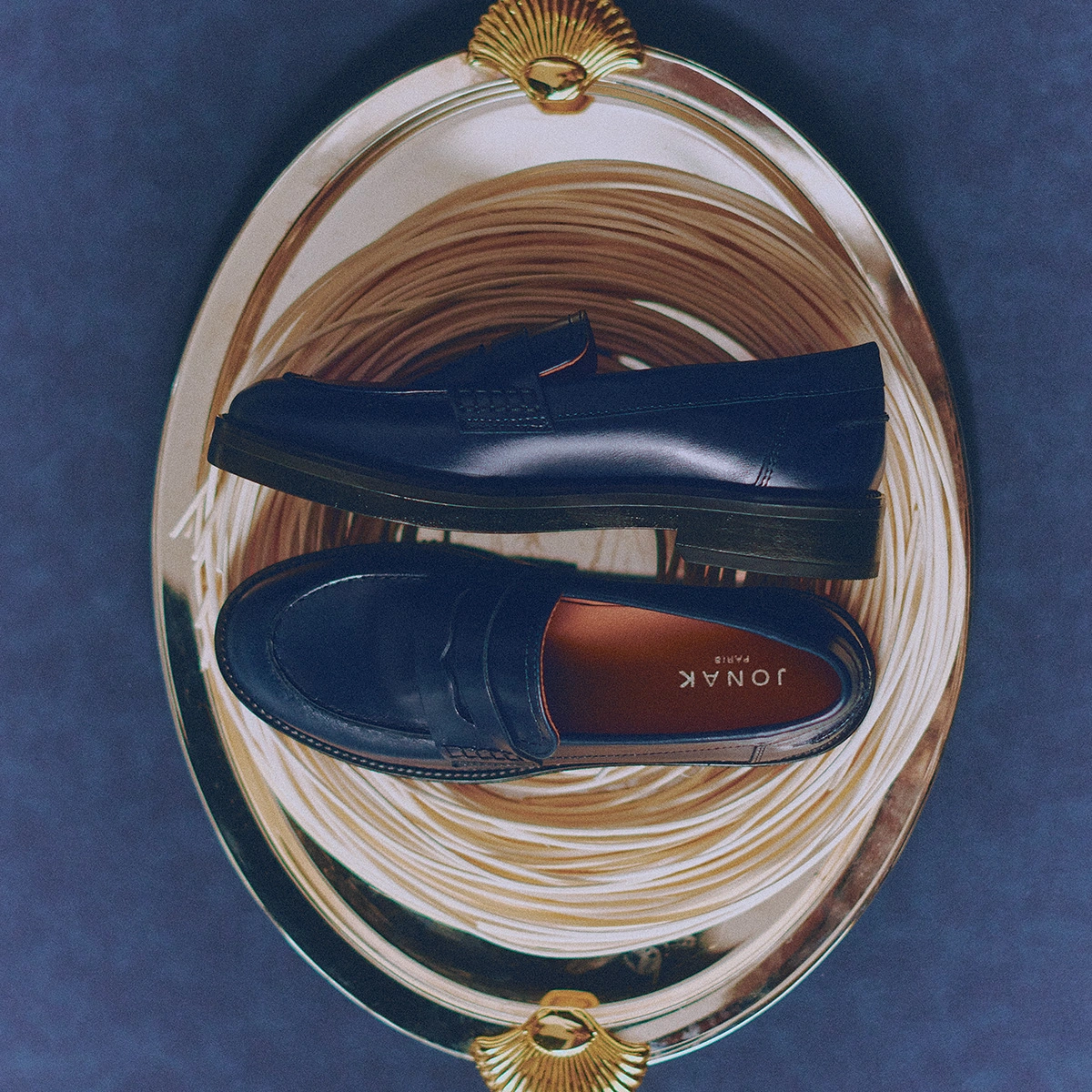 Mocassins à bouts ronds en cuir bleu | MIRNA | Jonak