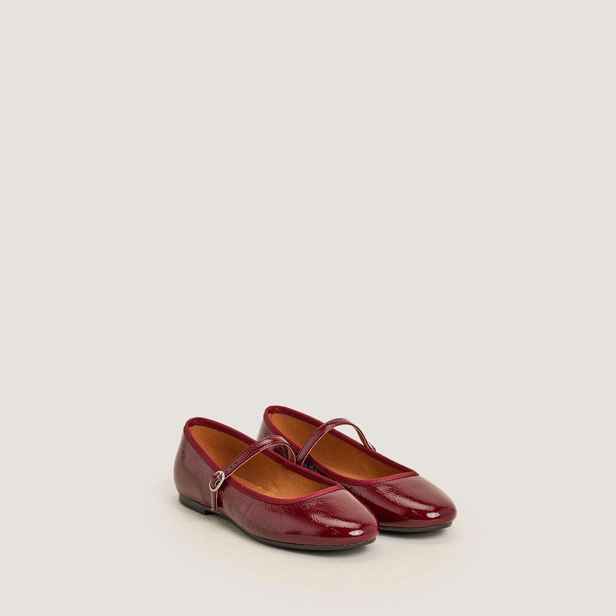Ballerines à brides en vernis plissé bordeaux | DOUCEUR | Jonak