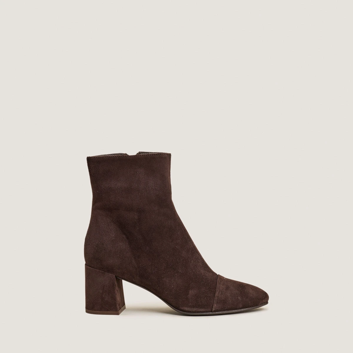 Bottines &agrave; talons en velours marron fonc&eacute; | DONIAMA | Jonak