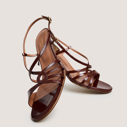 Sandales à talons en cuir brillant marron | DISTRAITE | Jonak