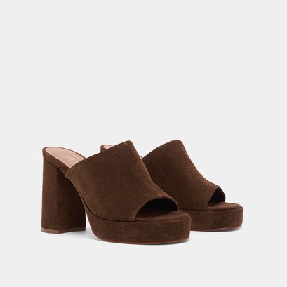 Mules à talons et plateformes marron