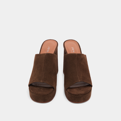 Mules à talons et plateformes marron