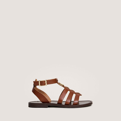 Sandales à monogrammes - Capsule Mini en cuir cognac | Jonak