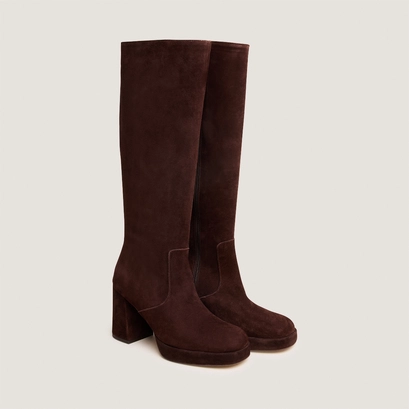 Bottes &agrave; plateformes en velours marron | VENDOME | Jonak