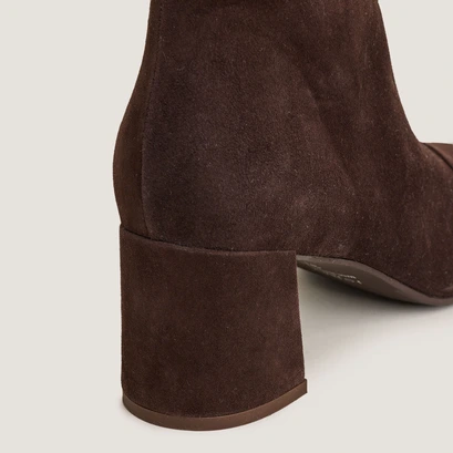 Bottines &agrave; talons en velours marron fonc&eacute; | DONIAMA | Jonak