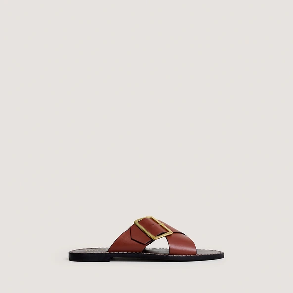 Nu-pieds à lanières entrecroisées en cuir cognac | WILA | Jonak