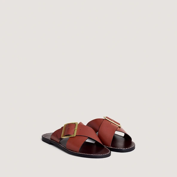 Nu-pieds à lanières entrecroisées en cuir cognac | WILA | Jonak