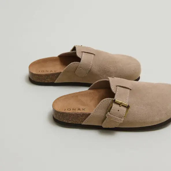 Mules à boucles en croûte taupe | MUNCH | Jonak
