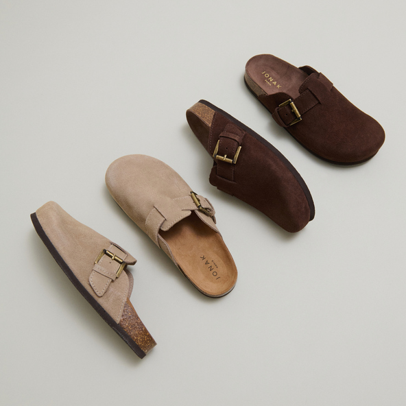 Mules à boucles en croute taupe | MUNCH | Jonak