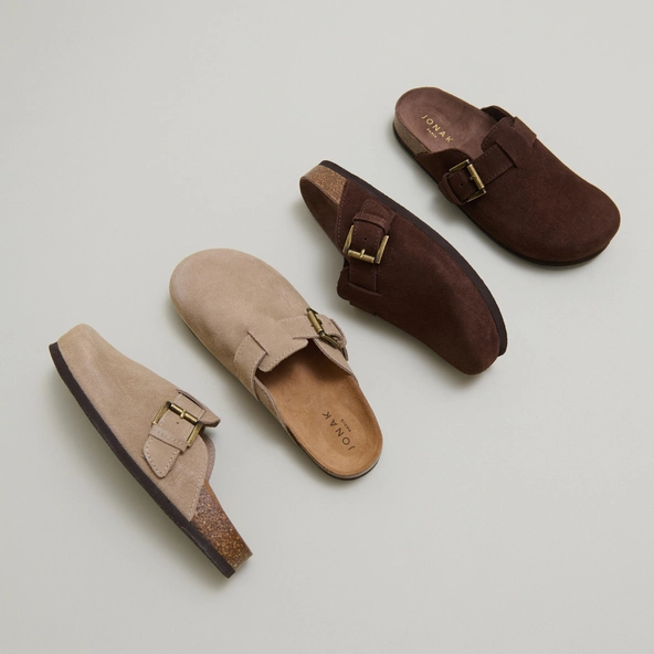 Mules à boucles en croûte taupe | MUNCH | Jonak