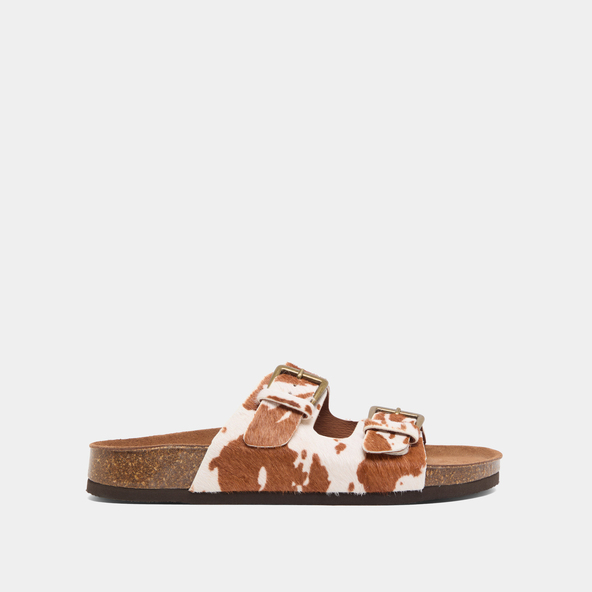Mules à deux brides en poulain vache marron | MATISSE | Jonak