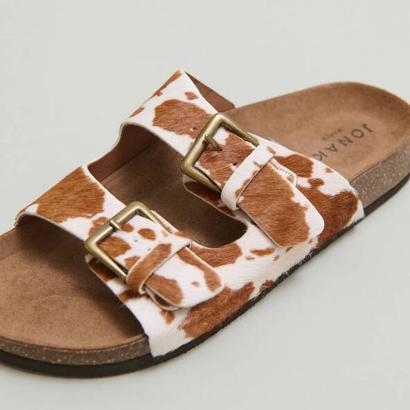 Mules à deux brides en poulain vache marron | MATISSE | Jonak