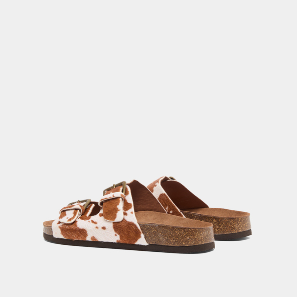 Mules à deux brides en poulain vache marron | MATISSE | Jonak
