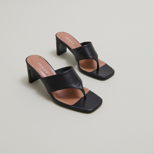 Mules à entre-doigts en cuir noir | DEVIL | Jonak