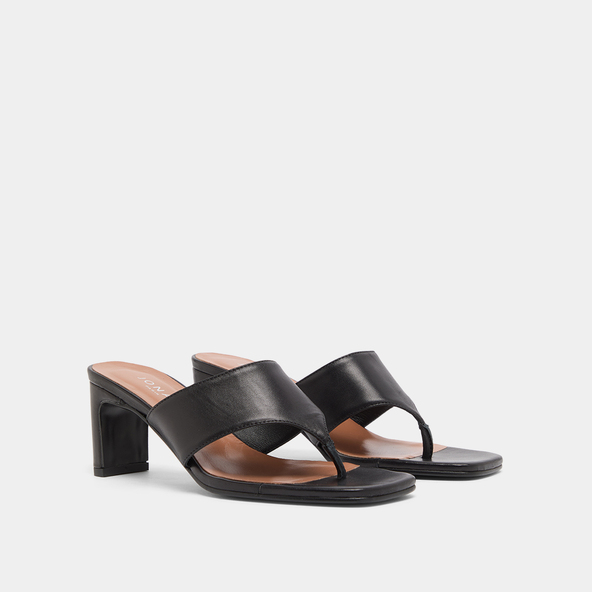 Mules à entre-doigts en cuir noir | DEVIL | Jonak