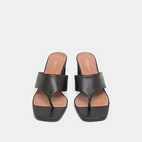 Mules à entre-doigts en cuir noir | DEVIL | Jonak