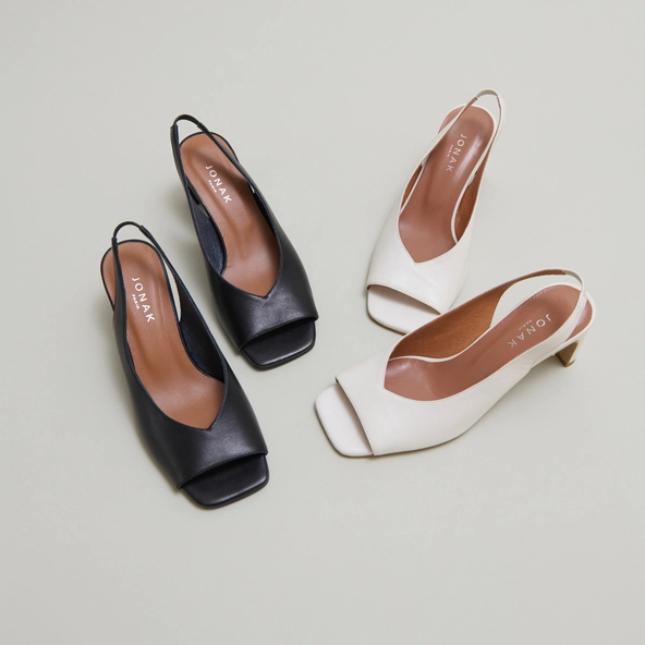 Escarpins slingbacks en cuir &eacute;cru | DICTON | Jonak