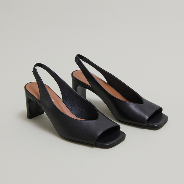 Escarpins slingbacks en cuir noir | DICTON | Jonak