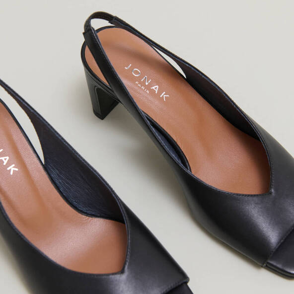 Escarpins slingbacks en cuir noir | DICTON | Jonak