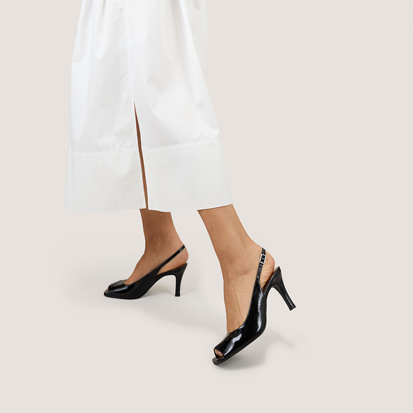 Chaussures Femme Slingbacks - Talons Carrés En Cuir Véritable, Confortables Et Tendance, Taille 43