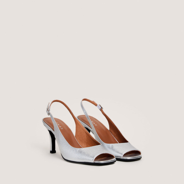 Escarpins slingbacks en cuir métallisé argent | DEVOTION | Jonak