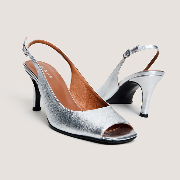 Escarpins slingbacks en cuir métallisé argent | DEVOTION | Jonak