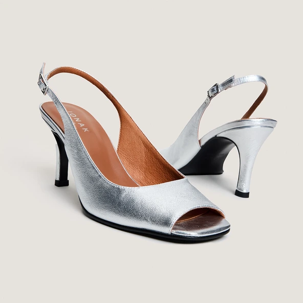 Escarpins slingbacks en cuir métallisé argent | DEVOTION | Jonak