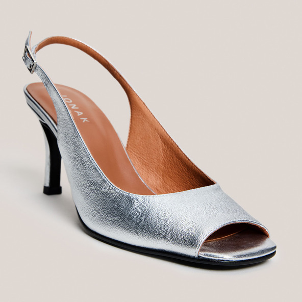 Escarpins slingbacks en cuir métallisé argent | DEVOTION | Jonak