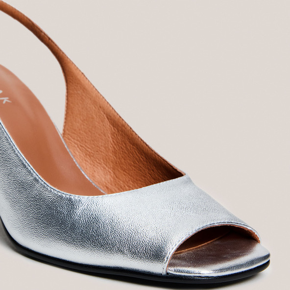 Escarpins slingbacks en cuir métallisé argent | DEVOTION | Jonak