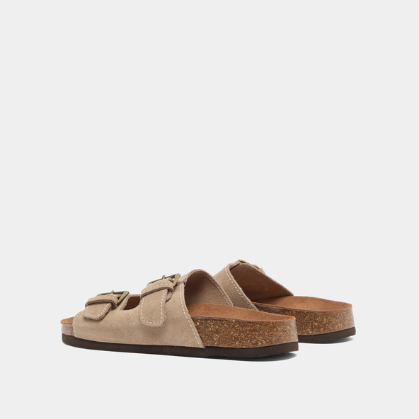 Mules à deux brides en croute taupe | MATISSE | Jonak